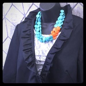 Blazer with Ruffled Collar